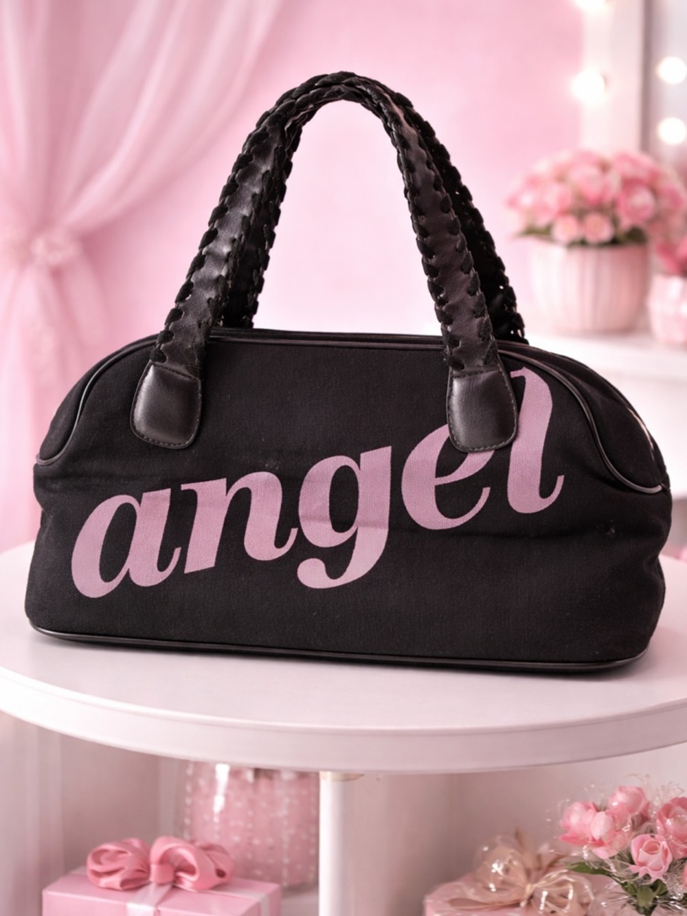 Victoria’s Secret Angel Bag 💗 Y2K Vintage Mini Purse Black Pink Rare VS